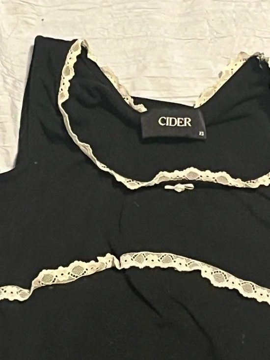 Cider Black Maxi Dress with Cream Ruffle Trim - Picture 3 of 4